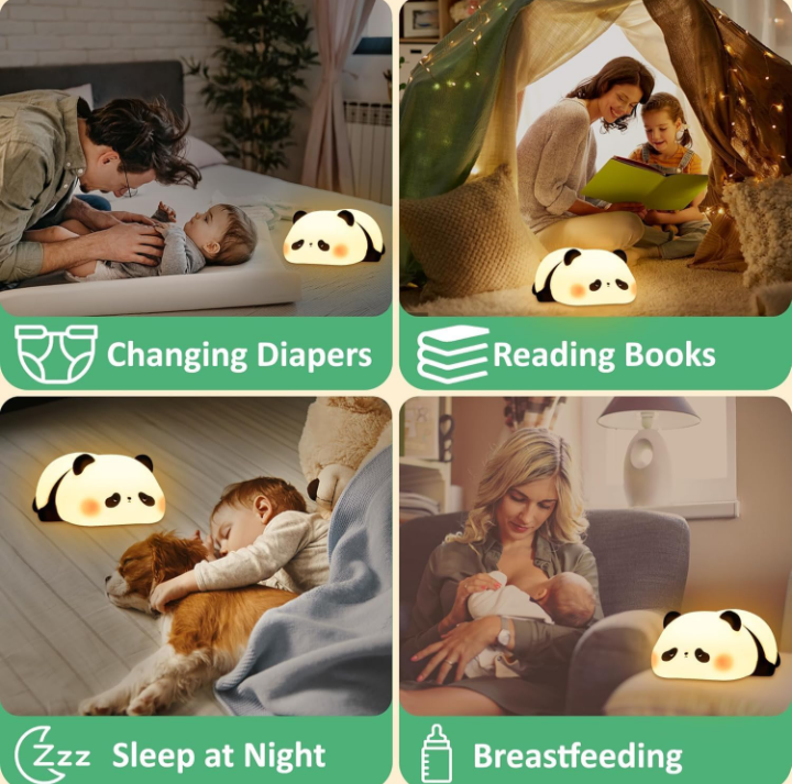 "GlowPanda™ – Soft Silicone Color-Changing Night Light | Touch-Activated LED with Timer for Bedroom & Desk"