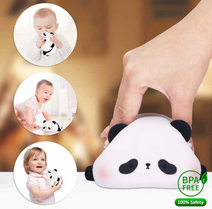 "GlowPanda™ – Soft Silicone Color-Changing Night Light | Touch-Activated LED with Timer for Bedroom & Desk"