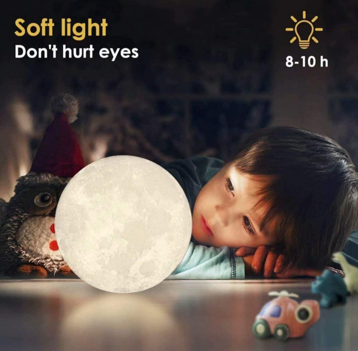 "Luxury 3D Moon Lamp – Dimmable Touch Light with Wooden Stand | Rechargeable & Realistic Lunar Surface | Elegant Home Décor & Unique Gift"