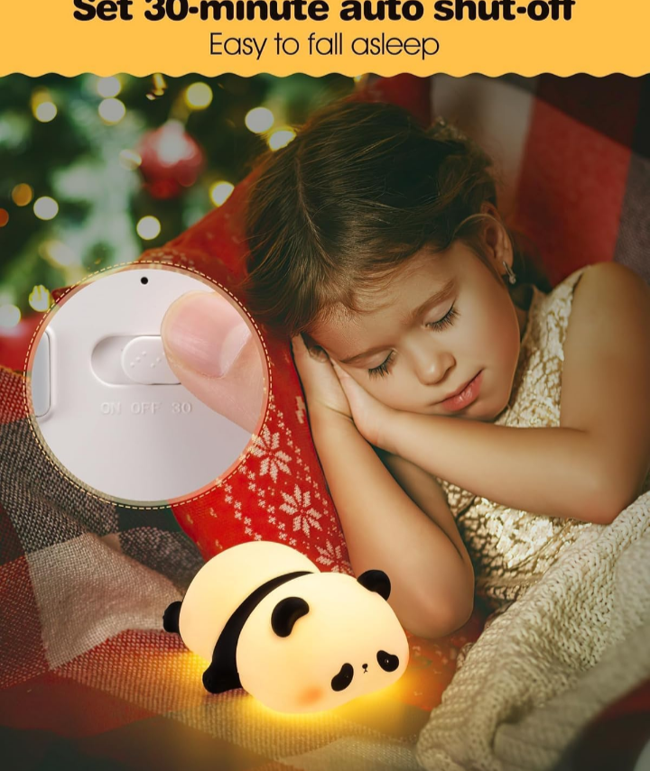 "GlowPanda™ – Soft Silicone Color-Changing Night Light | Touch-Activated LED with Timer for Bedroom & Desk"