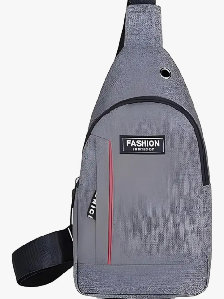0323 Grey Waterproof Anti Theft Crossbody Fanny Pack Waist Bag Pu Leather Shoulder Bags Chest Men Casual Fashion Usb Charging Earphone Hook Sling Travel Messengers Bag