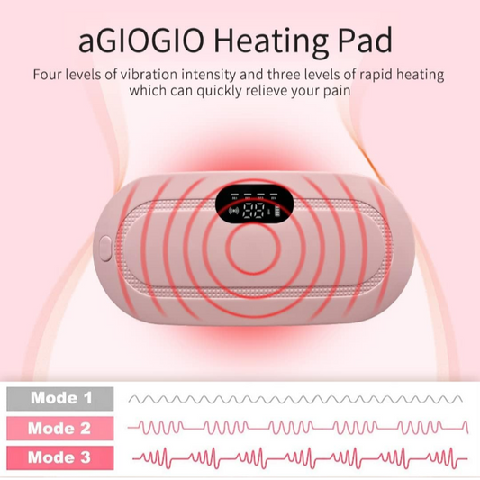 Portable Cordless Heating Pad for Cramps & Muscle Relief | 3 Heat Levels & 4 Massage Modes | Soft Pink Comfort Wrap"